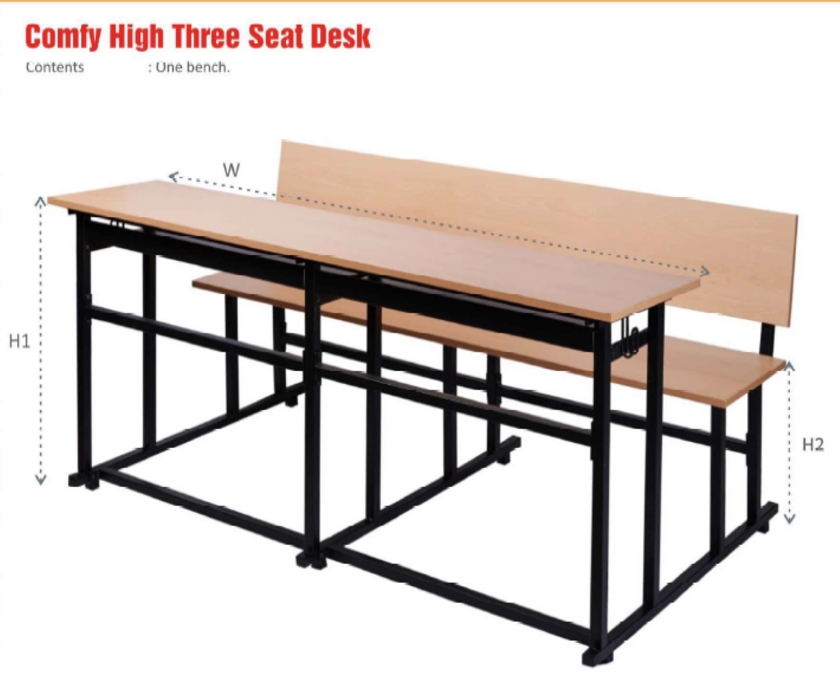 Comfy High Three Seat Desk