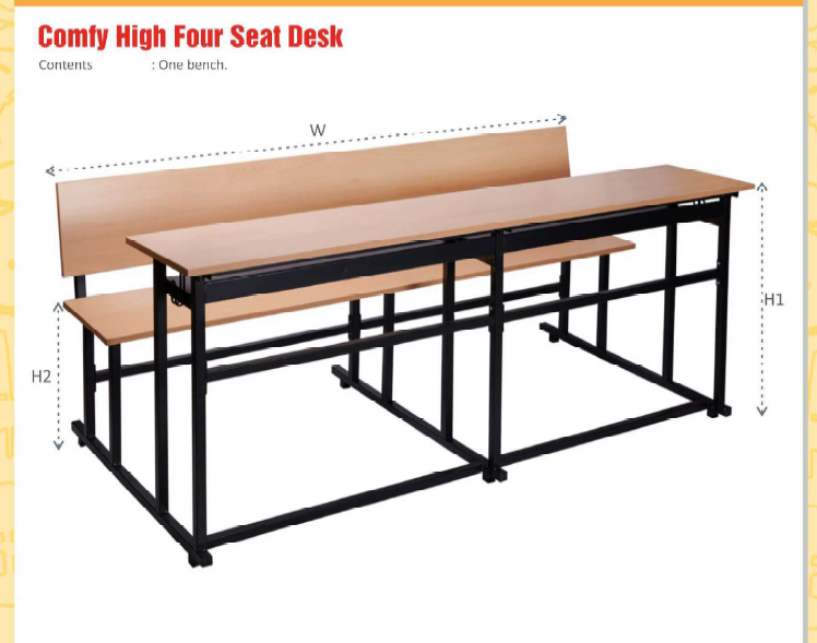 Comfy High Four Seat Desk